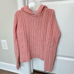 Lilly Pulitzer Pink Wool Aran Knit Hoodie Sweater S Vintage
